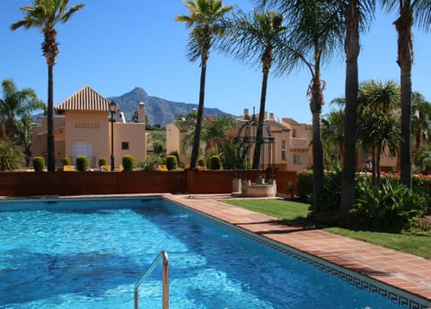 swimming pool 1, just 30 steps from the house and view on La Concha
