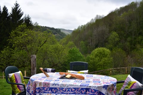 Dining on the deck with the view of Valleé de l'Aspre