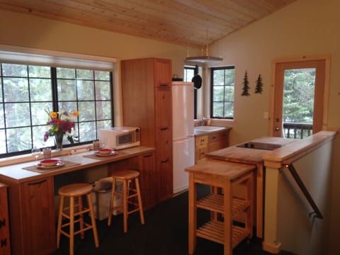 Studio above garage with full kitchen and private balcony and entrance