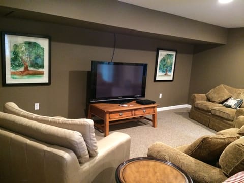 TV area in large game room.