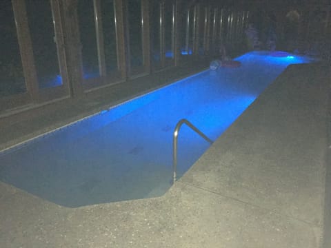Private pool attached to master bedroom. Spectacular LED pool lighting.