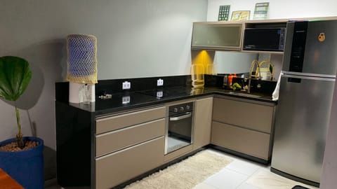 Fridge, microwave, stovetop, highchair