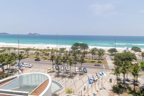 On the beach, sun loungers, beach towels