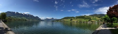 view down at the lake, 5 minute walk from the flat