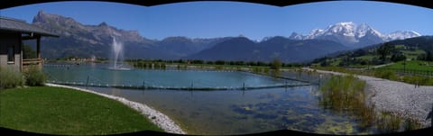 Bathing Lake at Combloux near St Gervais viewing Mont Blanc