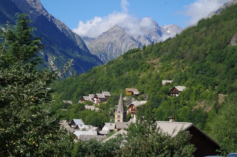 Summer view of Vallouise and the Les Bans Mountain from the living room