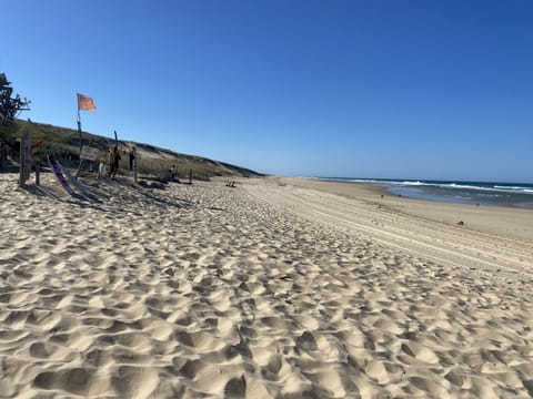 Beach nearby, sun loungers