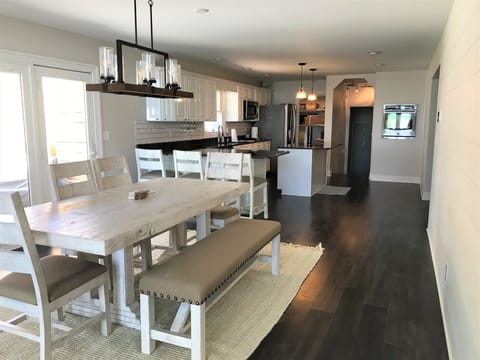 Large kitchen and dining