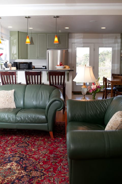 Sitting area with view towards the kitchen.