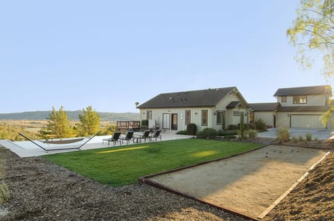 New bocce ball court and lawn area