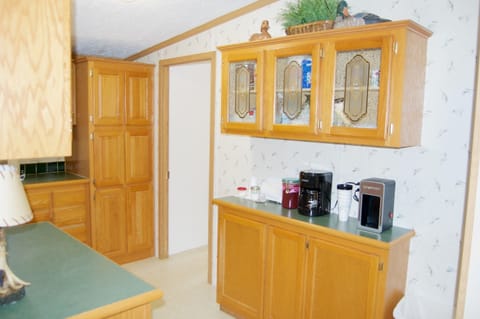 Equipped coffee station in the kitchen.