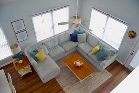 View of Living Room from Top of Stairs