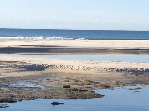 On the beach, sun loungers