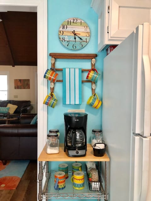 Try the coffee bar...Coffee, coffee filters sugar, and sweetner are provided. 