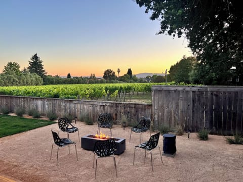 Fire-pit with vineyard views