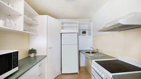 Fridge, toaster, cookware/dishes/utensils