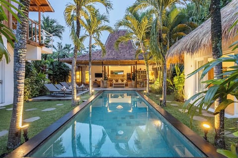 Outdoor pool, sun loungers