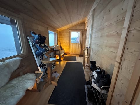 The entrance porch for shoe storage - not fully finalized but functional