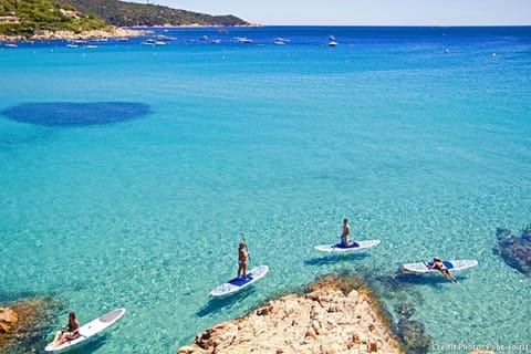 Beach nearby, sun loungers