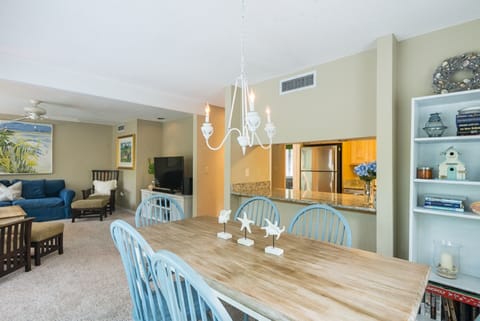 Open dining and living area