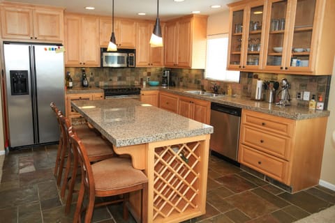 This high end kitchen has very nice finishes and appliances.