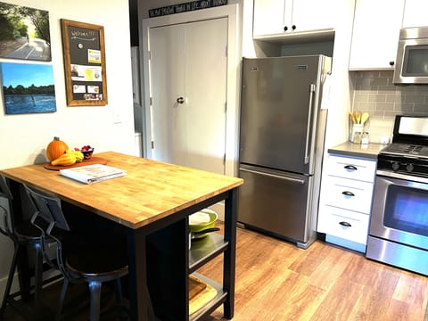 Room for two, or prep at the kitchen island.