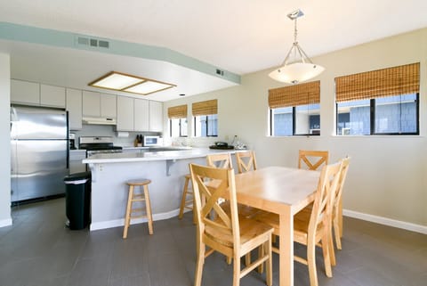 Dining table and bar height seating for meal time