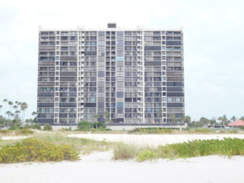 View of our building from the beach