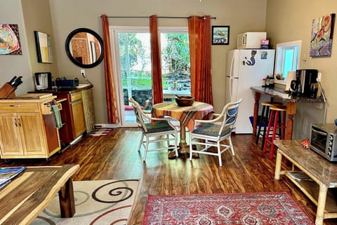 Kitchenette, full fridge, microwave, toaster oven, induction stove top & BBQ out