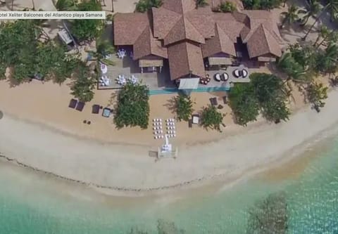 On the beach, sun loungers, beach towels