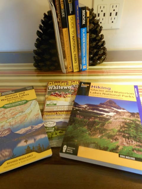Glacier National Park resource books, maps and file of area information.  