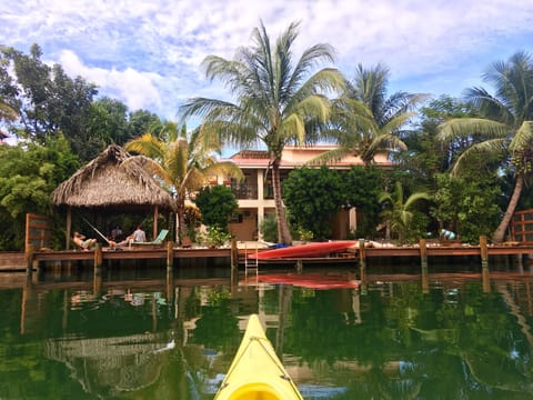 View of house, dock and palapa from private canal.
