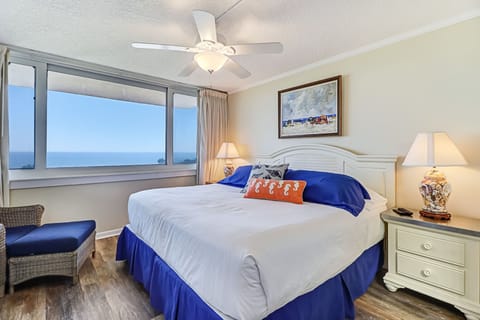 Master Bedroom (King Bed) with a Flat Screen TV and a Gorgeous Oceanfront View