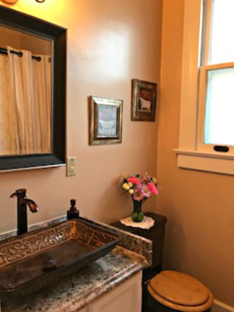 Combined shower/tub, jetted tub, hair dryer, towels