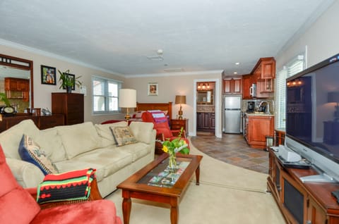There’s a table behind the couch for dining. Ottoman has replaced coffee table