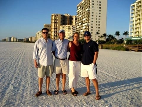 Greetings from our family to yours! Sea Winds condo in background.