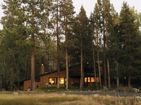 View of the cabin from across the meadow