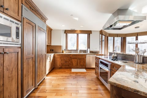 Plenty of counterspace here to cook your meals and view the mountains!