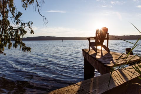 Western view of Olympic Peninsula from dock. 