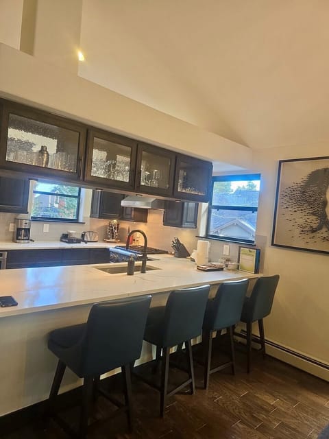 4 Bar Stools at Kitchen Island/Counter with Dining Table for 8