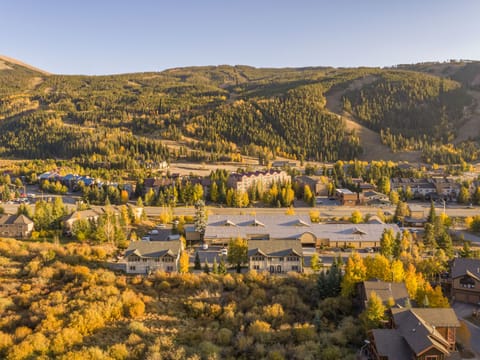 Wide lens makes mountain look more distant but shows the house's mile-wide view.