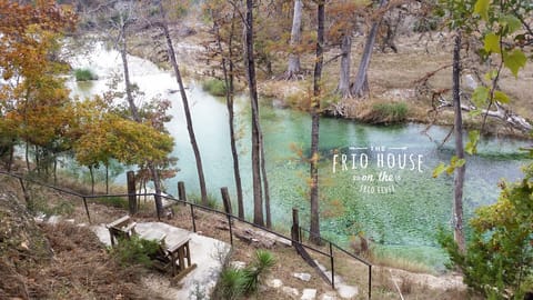 Crystal clear water directly below The Frio House.