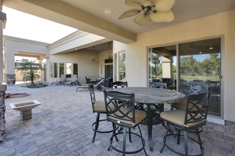 Outdoor dining area on patio.