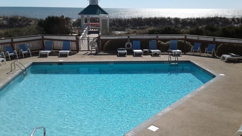 Beach Club Pool looking at the ocean from covered deck