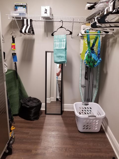 Large Master Closet With Full Size Ironing Board and Iron.  Lots Of Space!!
