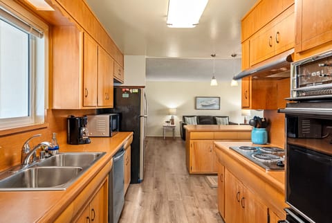 The kitchen is well equipped for family meals.