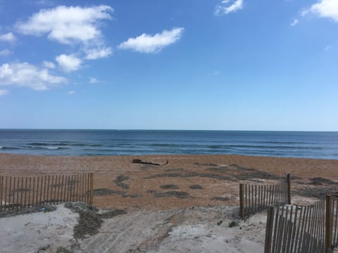 On the beach, sun loungers, beach towels