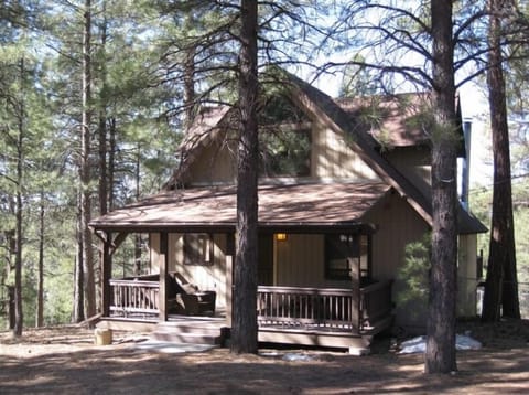 Cabin living in the woods - check out the relaxing front deck!!