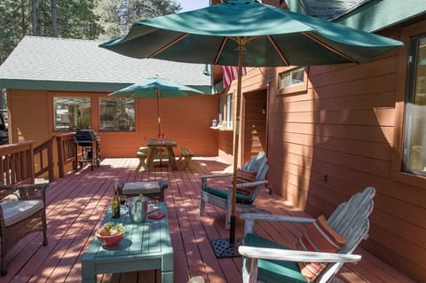 Great front deck for BBQing, dining, pass thru from kitchen, reading & relaxing.