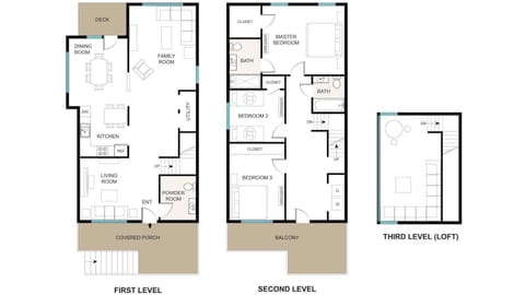 3 Level Floor Plan of Liberty Beach House